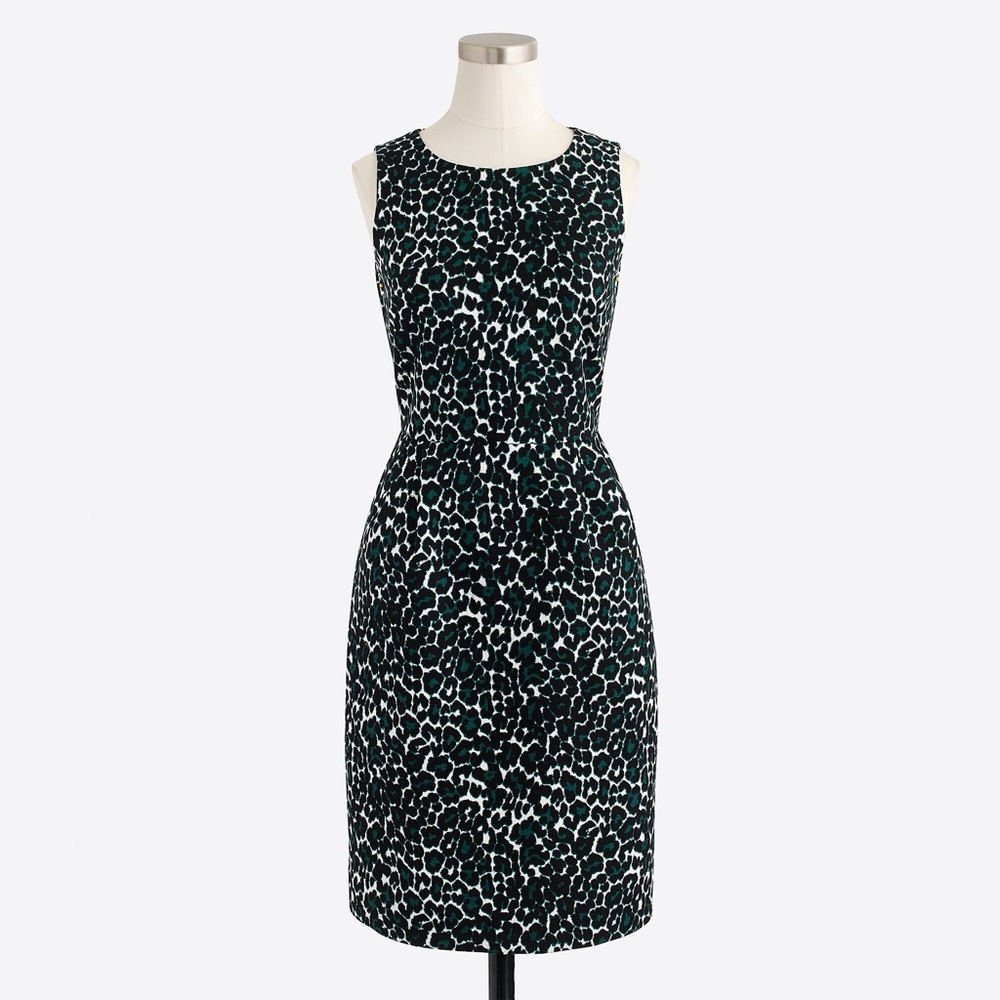 J. Crew Factory Textured Cotton Animal Print Sleeveless Dress